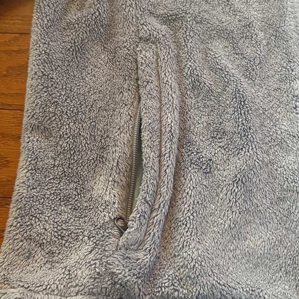 Gray fuzzy North Face zip up - Picture 5 of 10